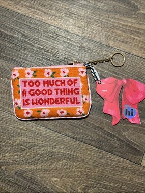 Orange Floral Zip Coin Purse Keychain - "Too Much of a Good Thing is Wonderful"